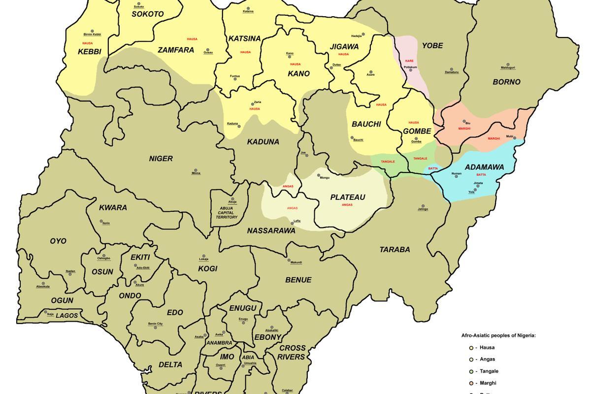 نقشه از نیجریه با 36 متحده