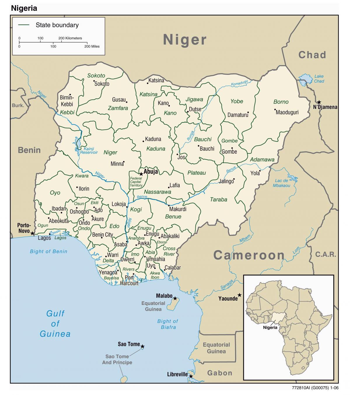 نقشه از نیجریه با شهرستانها