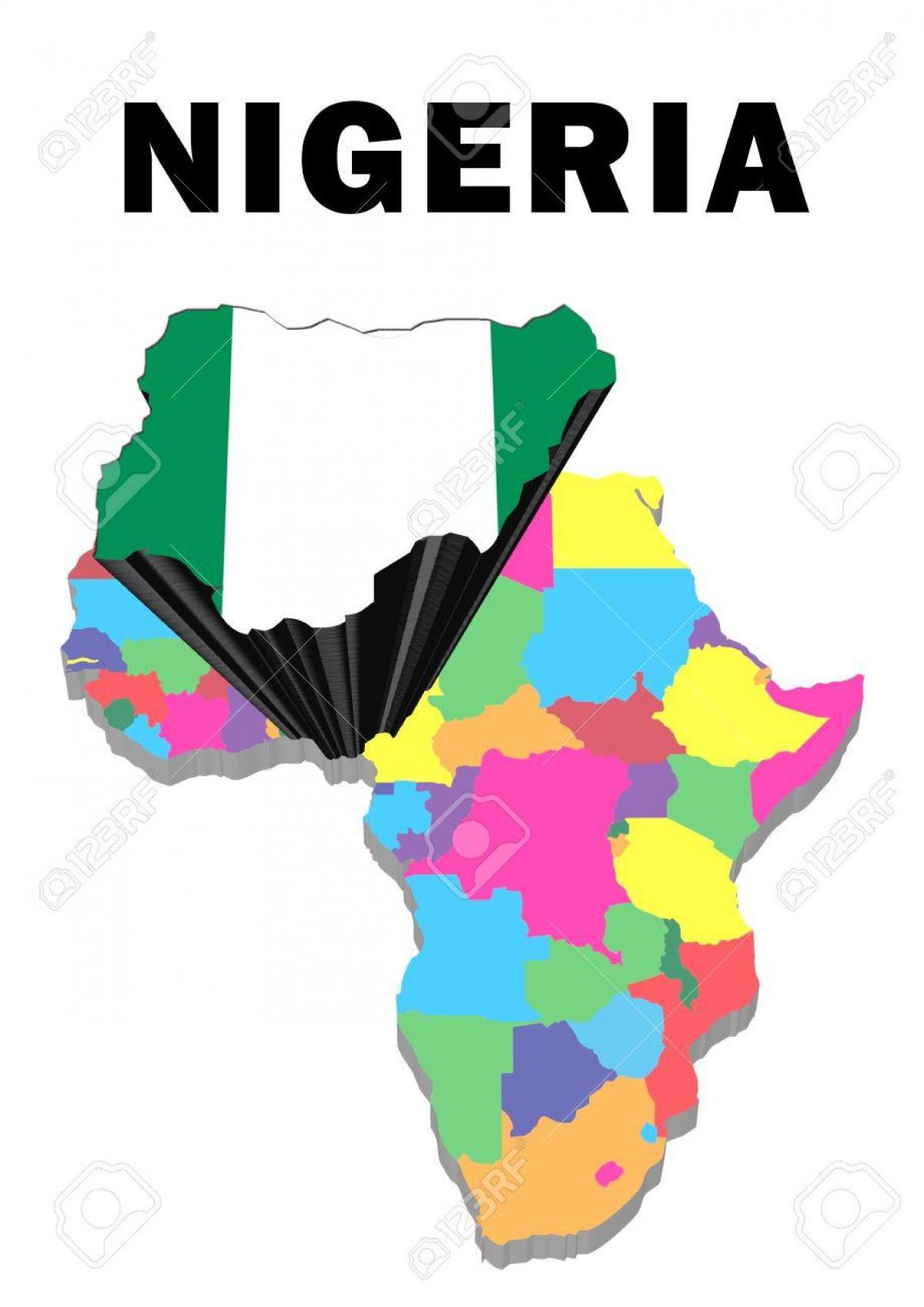 نقشه آفریقا با نیجریه برجسته