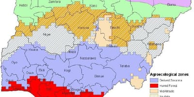 رسم نقشه نیجریه نشان دادن پوشش گیاهی مناطق