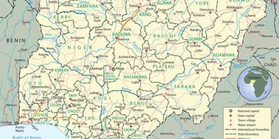 نقشه از نیجریه نشان متحده و پایتخت