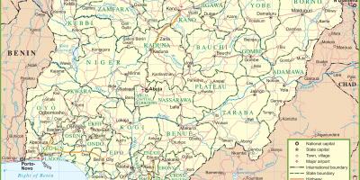 نقشه از نیجریه نشان دادن جاده اصلی